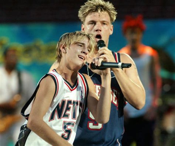 CARTER Aaron Carter, foreground, and his brother Nick Carter, who is a member of The Backstreet Boys perform together at Z100's Zootopia 2002 concert at Giants Stadium in East Rutherford, N.J ZOOTOPIA, EAST RUTHERFORD, USA