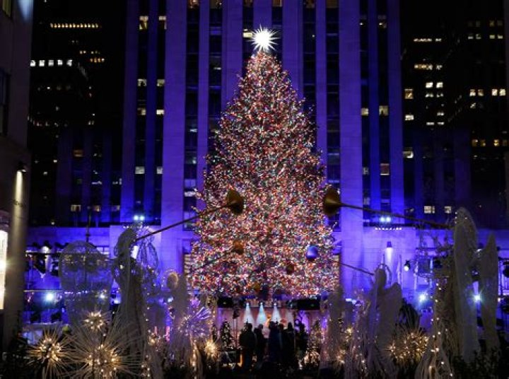 CHRISTMAS IN ROCKEFELLER CENTER -- Pictured: Lea Michele performs during the 2019 Christmas in Rockefeller Center -- (Photo by: Virginia Sherwood/NBC)