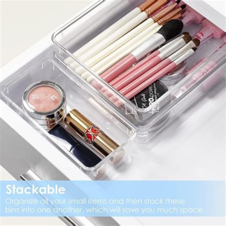 Clear makeup trays.