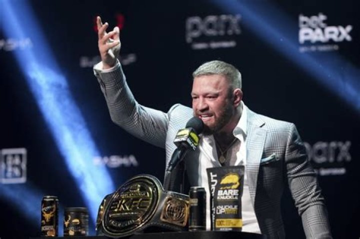 Conor McGregor speaks during a news conference for the UFC 229 mixed martial arts bouts, in Las Vegas. McGregor is scheduled to fight Khabib Nurmagomedov on Saturday in Las Vegas UFC 229 Mixed Martial Arts, Las Vegas, USA - 04 Oct 2018