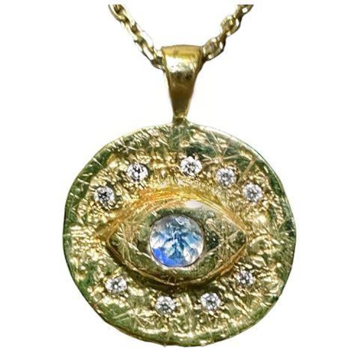 Fossil Evil Eye Pendant Gold-tone Stainless Steel Necklace, $48, Fossil.com