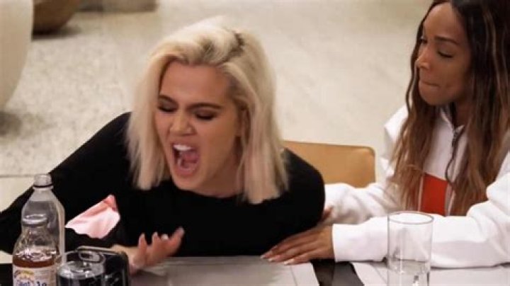 Khloe Kardashian yelling into the phone